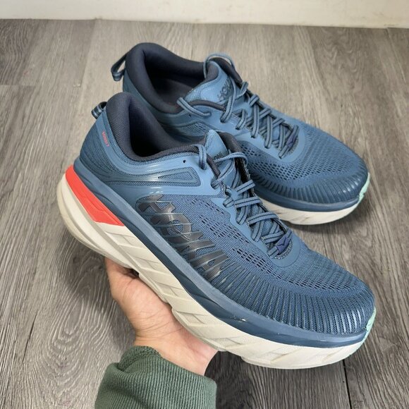 Hoka One One Mens Bondi 7 1110530 RTOS Blue Running Shoes Sneakers Size 9.5 2E main image 4